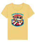 cu pisici in vacanță - Summer vibes Tricou mânecă scurtă guler larg fitted Damă Expresser