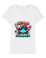 Hello summer - Crabul jucăuș Tricou mânecă scurtă guler V Damă Evoker