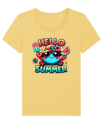Hello summer - Crabul jucăuș Tricou mânecă scurtă guler larg fitted Damă Expresser