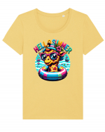 Hello summer - Girafa de piscină Tricou mânecă scurtă guler larg fitted Damă Expresser