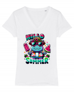 Hello summer - Hipopotamul pofticios Tricou mânecă scurtă guler V Damă Evoker