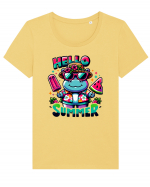 Hello summer - Hipopotamul pofticios Tricou mânecă scurtă guler larg fitted Damă Expresser