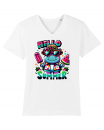 Hello summer - Hipopotamul pofticios Tricou mânecă scurtă guler V Bărbat Presenter