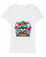 Hello summer - Ursulețul koala Tricou mânecă scurtă guler V Damă Evoker