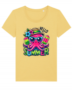 Hello summer - Caracatița jucăușa Tricou mânecă scurtă guler larg fitted Damă Expresser