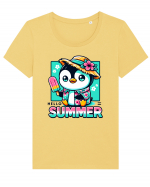 Hello summer - Pinguinul drăgălaș Tricou mânecă scurtă guler larg fitted Damă Expresser