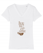 Buy Me With a Coffee Tricou mânecă scurtă guler V Damă Evoker