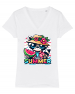 Hello summer - Raton bonton Tricou mânecă scurtă guler V Damă Evoker