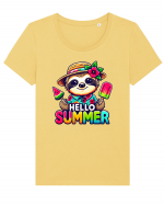 Hello summer - Leneșul cel vrednic Tricou mânecă scurtă guler larg fitted Damă Expresser