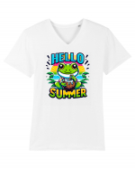 Hello summer - Broscuță draguță Tricou mânecă scurtă guler V Bărbat Presenter