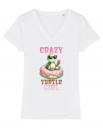 pentru iubitorii de țestoase - Crazy turtle girl Tricou mânecă scurtă guler V Damă Evoker