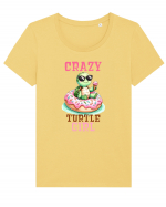 pentru iubitorii de țestoase - Crazy turtle girl Tricou mânecă scurtă guler larg fitted Damă Expresser