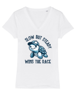 pentru iubitorii de țestoase - Slow but steady wins the race Tricou mânecă scurtă guler V Damă Evoker