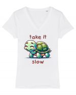 pentru iubitorii de țestoase - Take it slow Tricou mânecă scurtă guler V Damă Evoker