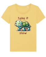 pentru iubitorii de țestoase - Take it slow Tricou mânecă scurtă guler larg fitted Damă Expresser