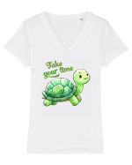 pentru iubitorii de țestoase - Take your time Tricou mânecă scurtă guler V Damă Evoker