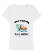 Your direction is more important than your speed Tricou mânecă scurtă guler V Damă Evoker