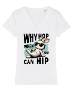 Why Hop when you can hip 2 Tricou mânecă scurtă guler V Damă Evoker