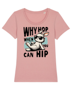 Why Hop when you can hip 2 Tricou mânecă scurtă guler larg fitted Damă Expresser