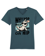 Why Hop when you can hip 2 Tricou mânecă scurtă guler V Bărbat Presenter