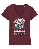 Llama motivational - Fa mai mult din ce te face fericit Tricou mânecă scurtă guler V Damă Evoker