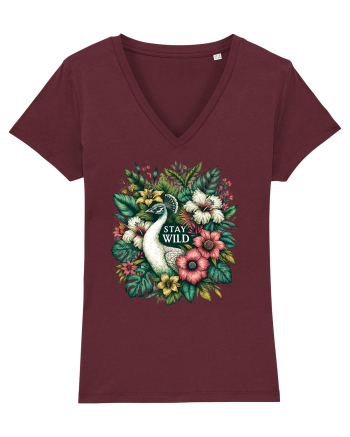 Paun - flori exotice - stay wild Burgundy