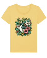 Paun - flori exotice - stay wild Tricou mânecă scurtă guler larg fitted Damă Expresser