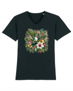 Colibri - flori exotice - 2 Tricou mânecă scurtă guler V Bărbat Presenter