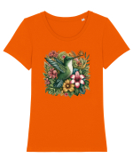 Colibri - flori exotice - 1 Tricou mânecă scurtă guler larg fitted Damă Expresser