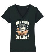 Outside the box - pisica cool Tricou mânecă scurtă guler V Damă Evoker