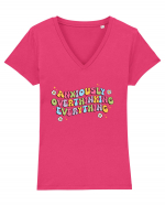 Anxiously Overthinking Everything Tricou mânecă scurtă guler V Damă Evoker