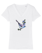 Bird Tricou mânecă scurtă guler V Damă Evoker