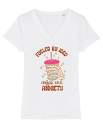 Fueled By Iced Coffee And Anxiety Tricou mânecă scurtă guler V Damă Evoker