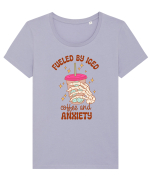 Fueled By Iced Coffee And Anxiety Tricou mânecă scurtă guler larg fitted Damă Expresser