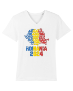 Suporter Romania - Echipa nationala Euro 2024 v2 shadow Tricou mânecă scurtă guler V Bărbat Presenter