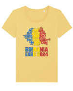 Suporter Romania - Echipa nationala Euro 2024 v1 shadow Tricou mânecă scurtă guler larg fitted Damă Expresser