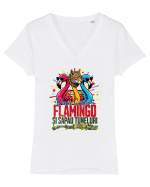 Dacii Cresteau Flamingo Si Sapau Tuneluri. Se stie! Tricou mânecă scurtă guler V Damă Evoker