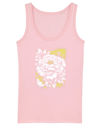Bujor alb pe fond galben Cotton Pink
