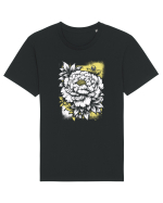 Bujor alb pe fond galben Tricou mânecă scurtă Unisex Rocker