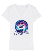 Zodia Capricorn - Identitatea ta cosmică Tricou mânecă scurtă guler V Damă Evoker