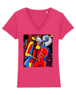 Abstract artist Tricou mânecă scurtă guler V Damă Evoker