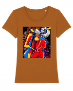 Abstract artist Tricou mânecă scurtă guler larg fitted Damă Expresser