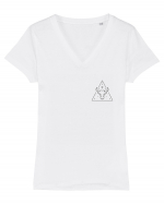 Zodiac minimalist geometric - Zodia Taur Tricou mânecă scurtă guler V Damă Evoker