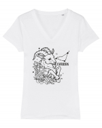 Zodiac Floral - Zodia Capricorn Tricou mânecă scurtă guler V Damă Evoker