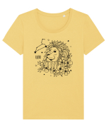 Zodiac Floral - Zodia Leu Tricou mânecă scurtă guler larg fitted Damă Expresser