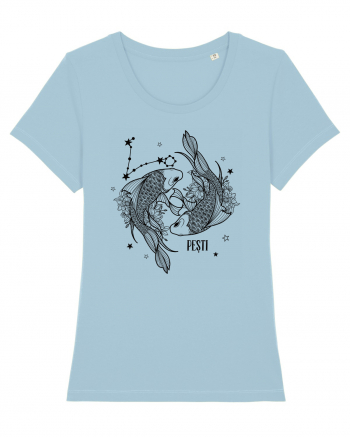Zodiac Floral - Zodia Pești Sky Blue