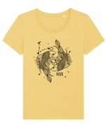 Zodiac Floral - Zodia Pești Tricou mânecă scurtă guler larg fitted Damă Expresser