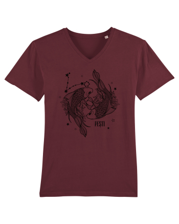 Zodiac Floral - Zodia Pești Burgundy