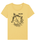 Zodiac Floral - Zodia Săgetător Tricou mânecă scurtă guler larg fitted Damă Expresser