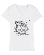 Zodiac Floral - Zodia Vărsător Tricou mânecă scurtă guler V Damă Evoker